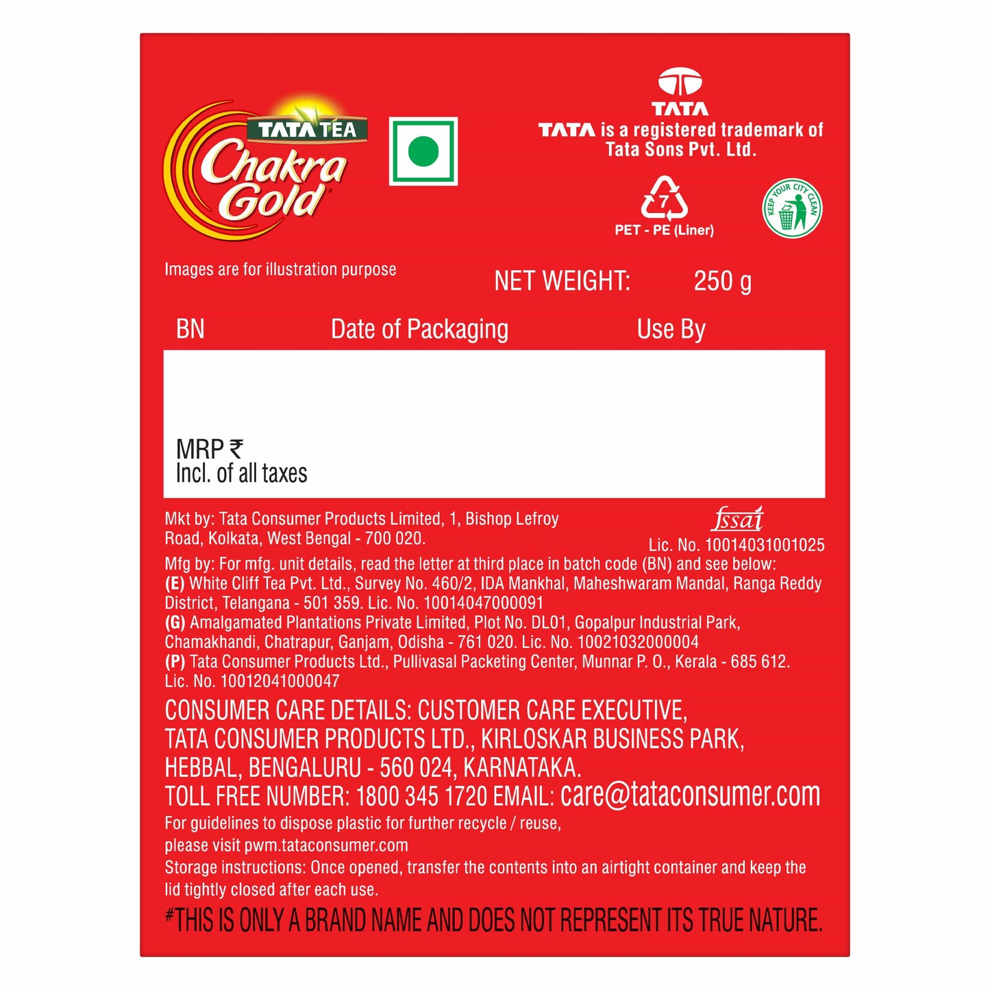 Tata Tea Chakra Gold | Premium Dust Tea 250g