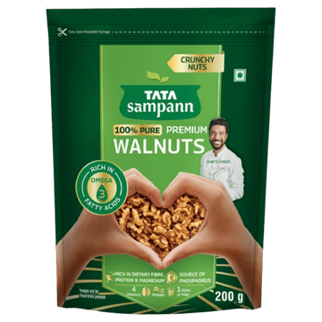 Premium Walnuts | Crunchy Nuts, Rich in Dietary Fibre, Protein & Magnesium | 200g
