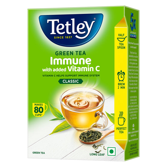Tetley Green Tea Immune, With Added Vitamin C, Classic Green Tea Flavour 100g