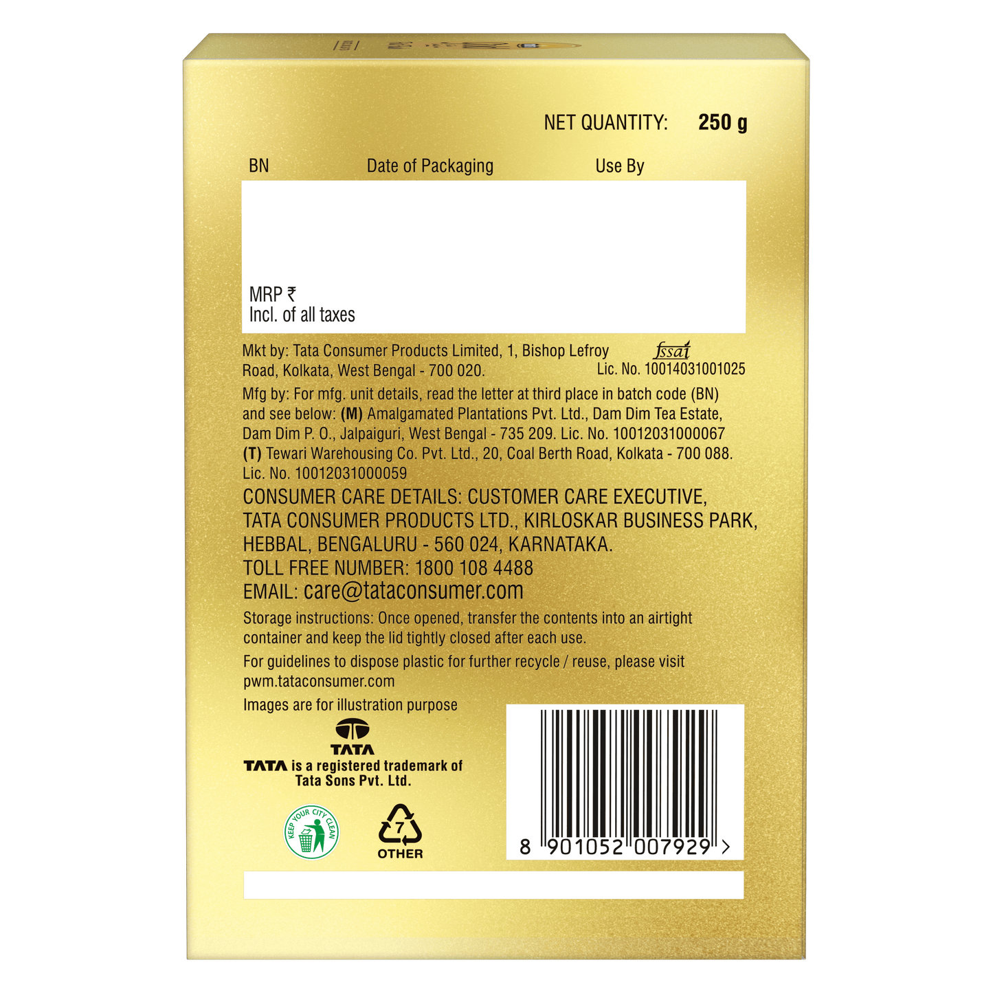 Tata Tea Gold First Flush, 250g, Roasted Long Leaf Tea, Rich Taste & Smoky Aroma