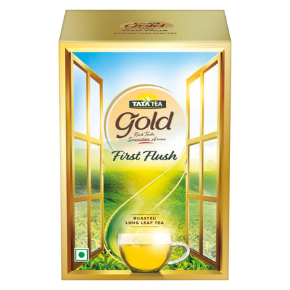 Tata Tea Gold First Flush, 250g, Roasted Long Leaf Tea, Rich Taste & Smoky Aroma