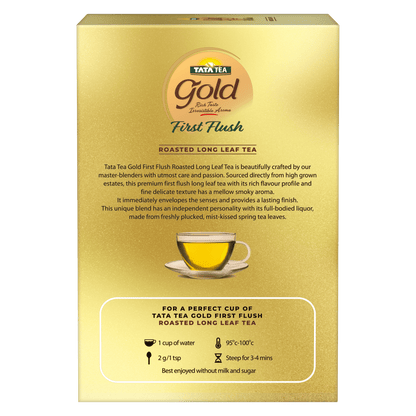 Tata Tea Gold First Flush, 250g, Roasted Long Leaf Tea, Rich Taste & Smoky Aroma