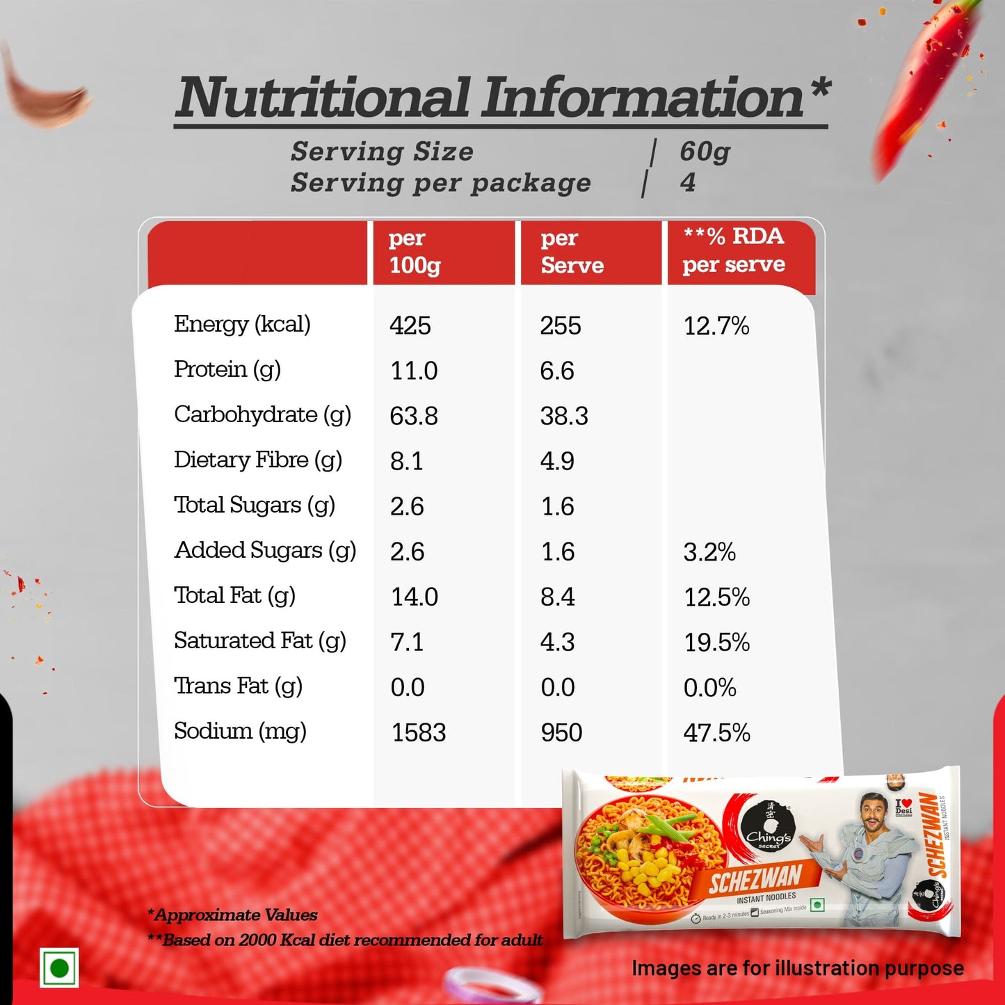 Ching's Secret Schezwan Instant Noodles - 240 Gram