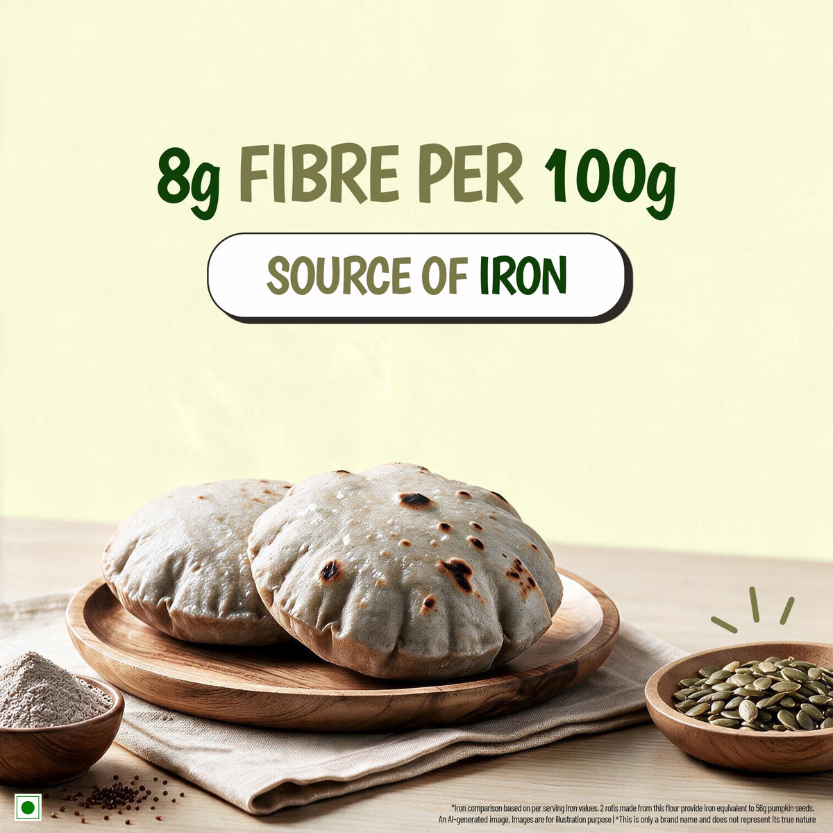 Tata Simply Better Sprouted Bajra Flour | 8g Fibre per 100g | 500g Pack