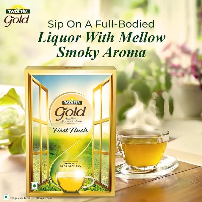 Tata Tea Gold First Flush, 250g, Roasted Long Leaf Tea, Rich Taste & Smoky Aroma