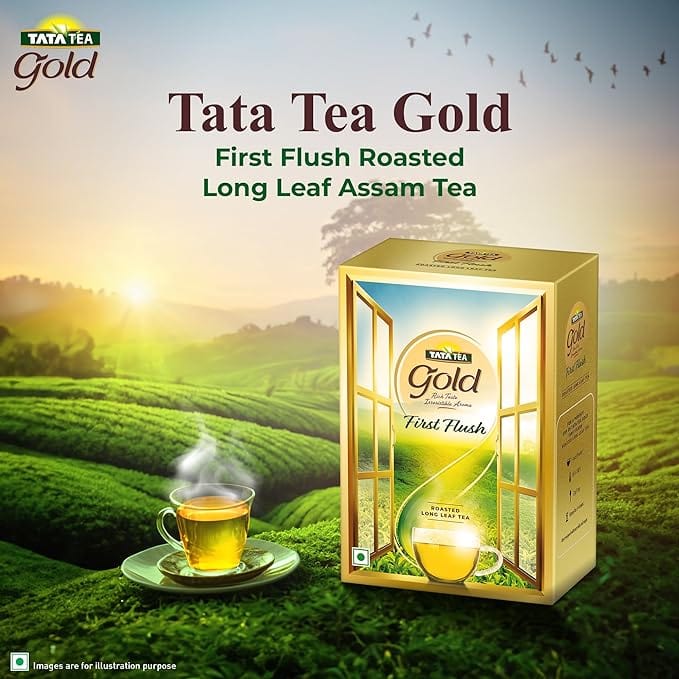 Tata Tea Gold First Flush, 250g, Roasted Long Leaf Tea, Rich Taste & Smoky Aroma