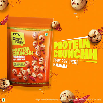 Tata Simply Better Peri Peri Makhana | 50g | Double Roasted for 2X Crunch, With No Palm Oil & Artificial Flavours, Dry Fruits & Nuts Based Snack, Made with Olive Oil