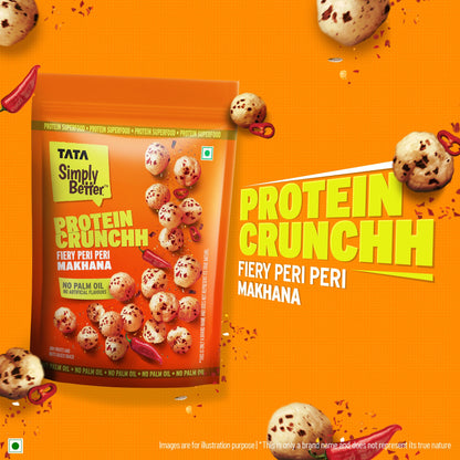 Tata Simply Better Peri Peri Makhana | 50g | Double Roasted for 2X Crunch, With No Palm Oil & Artificial Flavours, Dry Fruits & Nuts Based Snack, Made with Olive Oil