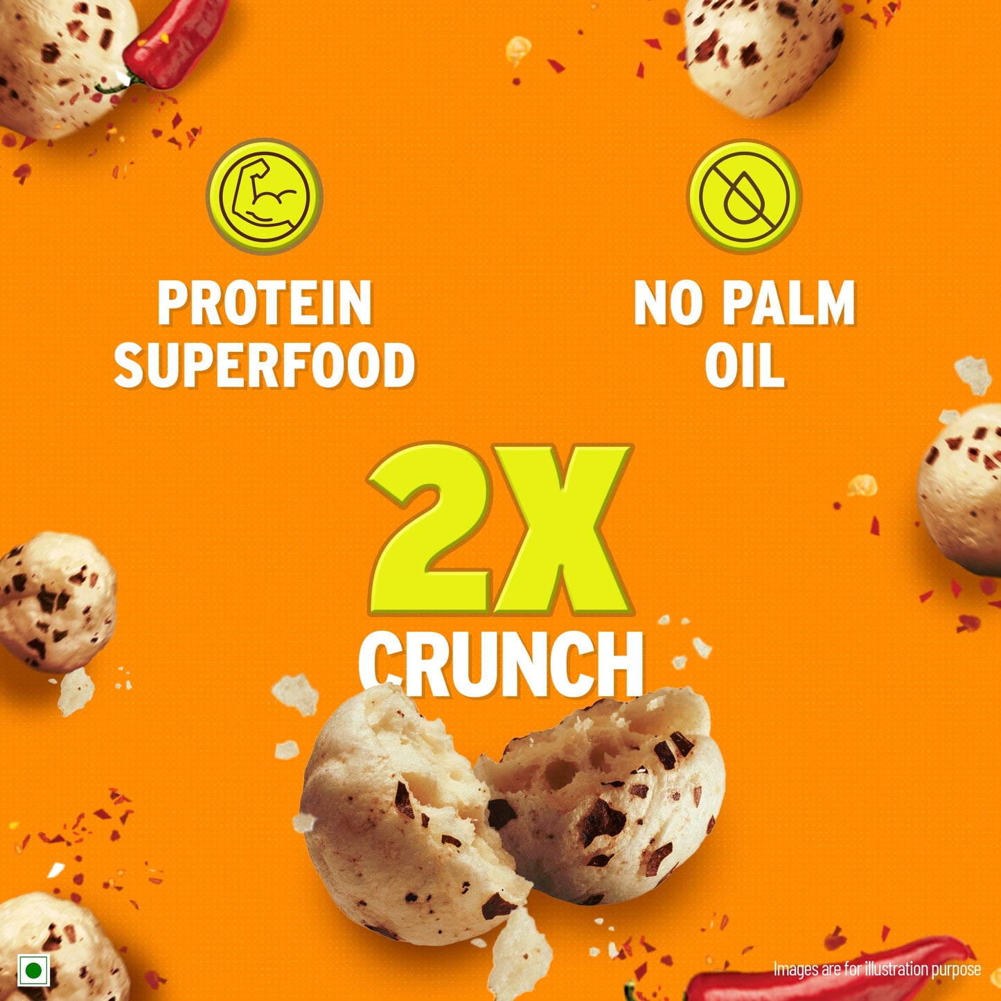 Tata Simply Better Peri Peri Makhana | 50g | Double Roasted for 2X Crunch, With No Palm Oil & Artificial Flavours, Dry Fruits & Nuts Based Snack, Made with Olive Oil