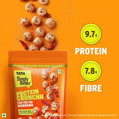 Tata Simply Better Peri Peri Makhana | 50g | Double Roasted for 2X Crunch, With No Palm Oil & Artificial Flavours, Dry Fruits & Nuts Based Snack, Made with Olive Oil