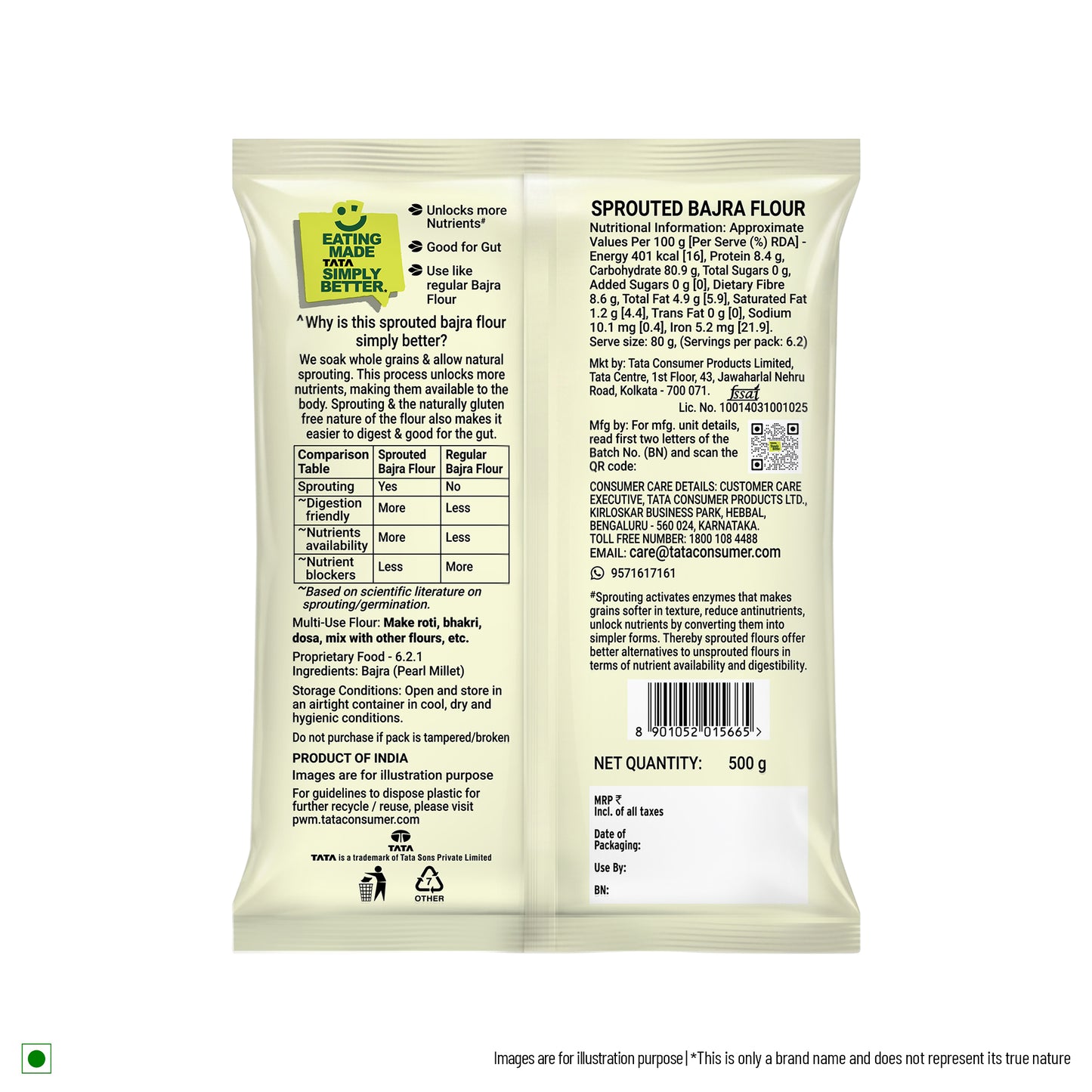 Tata Simply Better Sprouted Bajra Flour | 500g
