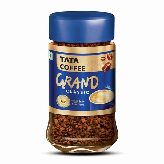Tata Coffee Grand Classic | Instant Coffee, 45g Jar | Chicory Mix With Strong Taste & Rich Aroma | With Flavour Locked Decoction Crystals