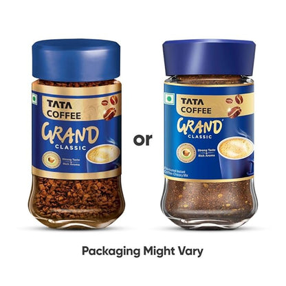 Tata Coffee Grand Classic | Instant Coffee, 45g Jar | Chicory Mix With Strong Taste & Rich Aroma | With Flavour Locked Decoction Crystals