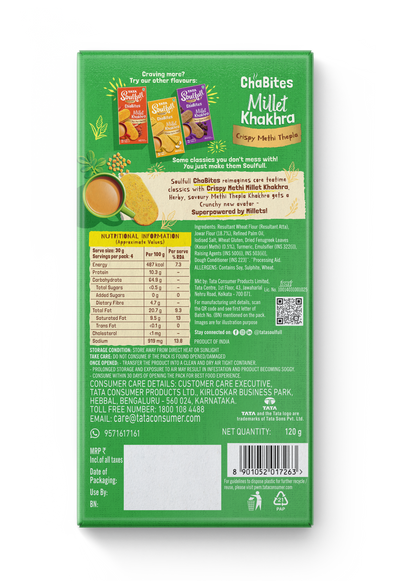 Tata Soulfull Millet Khakra Crispy Methi thepla - 120g