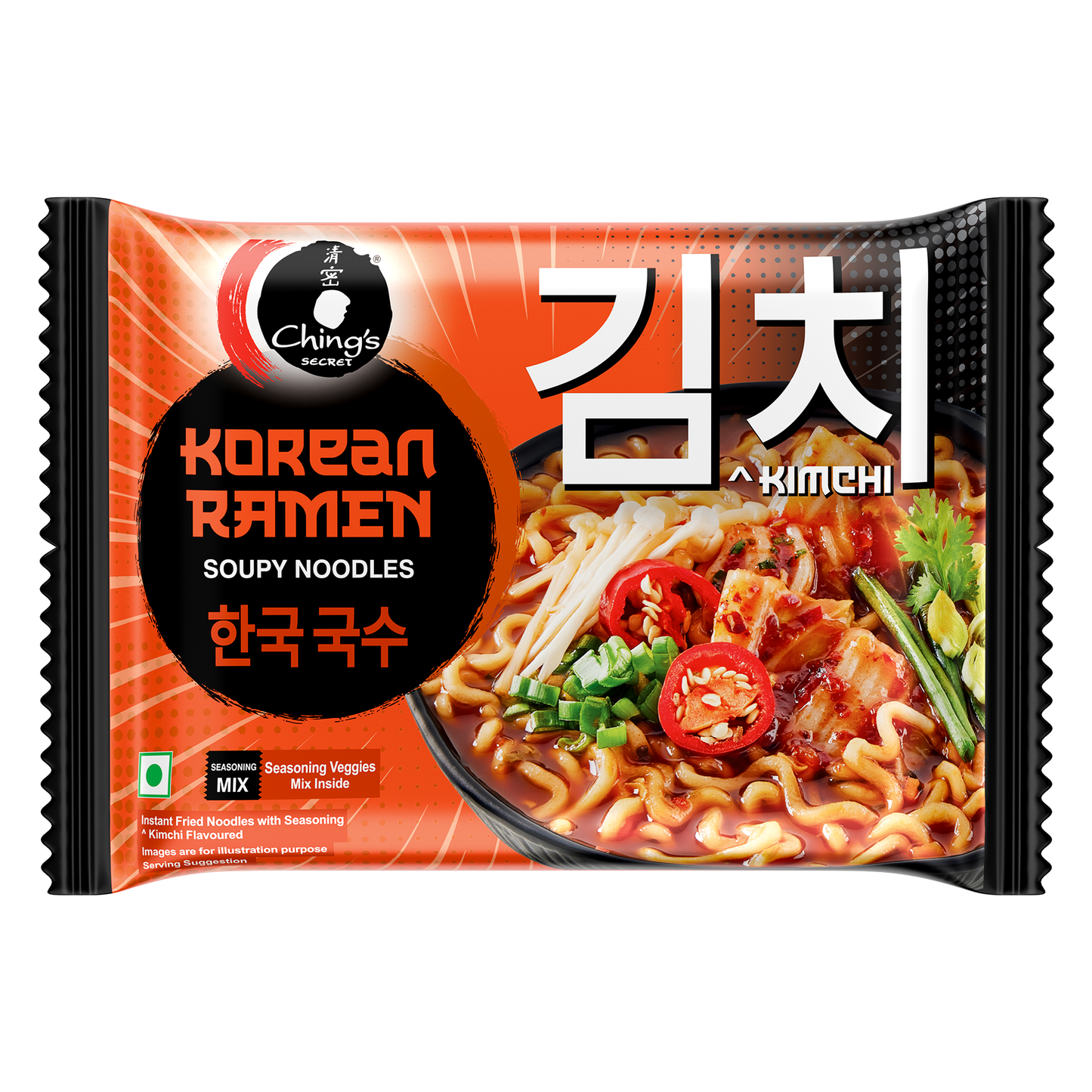 Chings Korean Ramen Kimchi & Spicy Noodles | 112g makes 500g Soupy Ramen meal