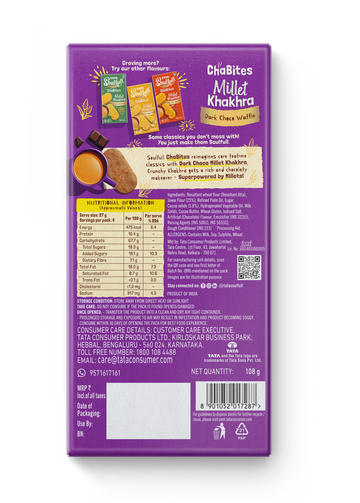 Tata Soulfull Millet Khakra Dark choco Waffle - 108g