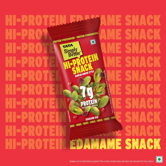 Tata Simply Better Hi-Protein Edamame Snack Korean Kimchi Style Mix | 28g