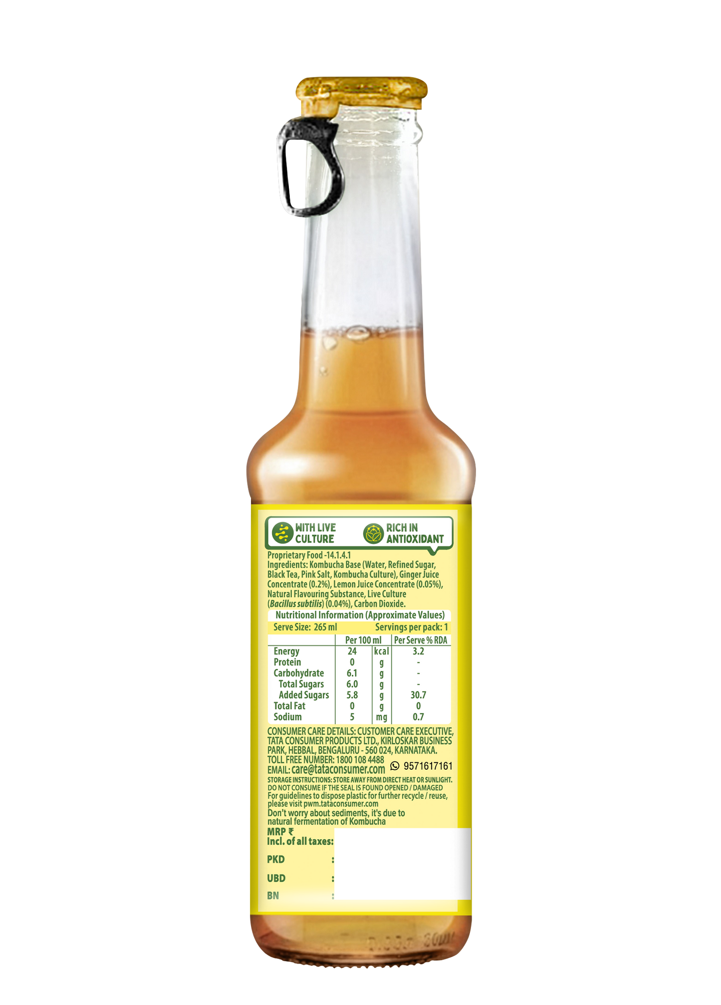 Tetley Kombucha Ginger lemon | 275 ml