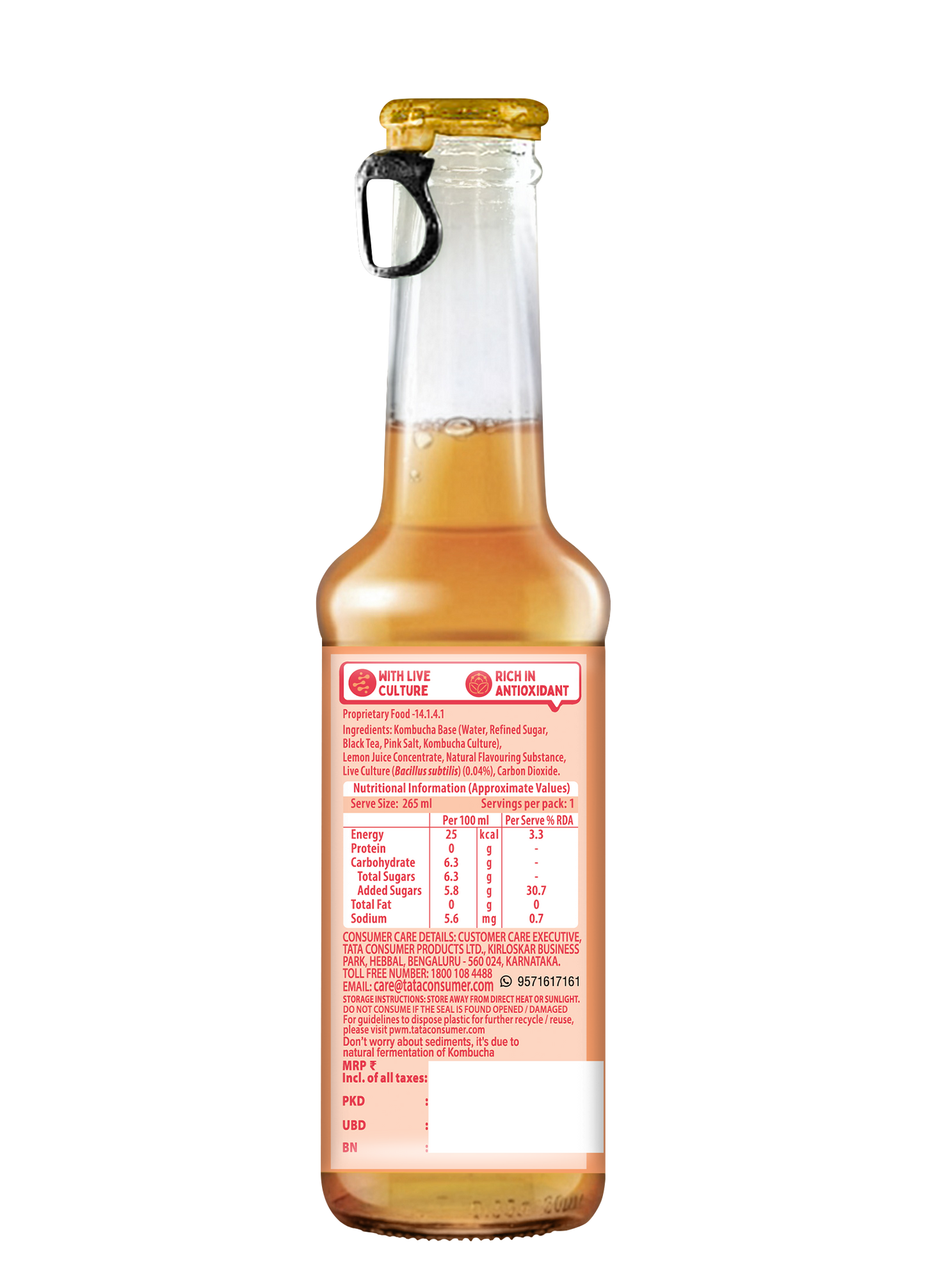 Tetley Kombucha Peach | 275 ml