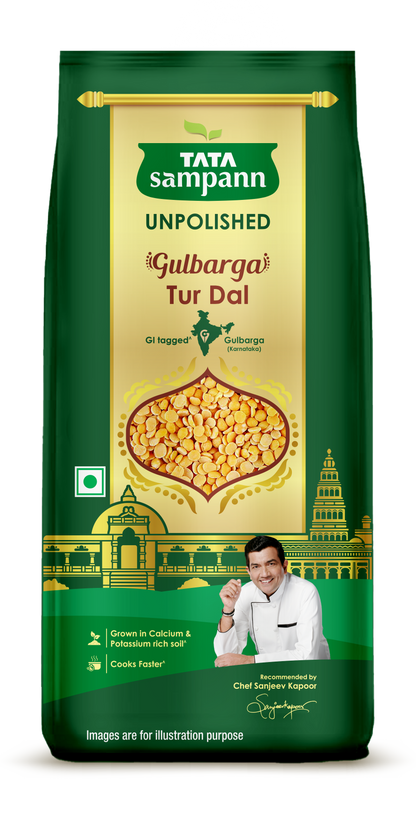 Tata Sampann Unpolished Gulbarga Toor Dal | 1 Kg | Sourced from Gulbarga