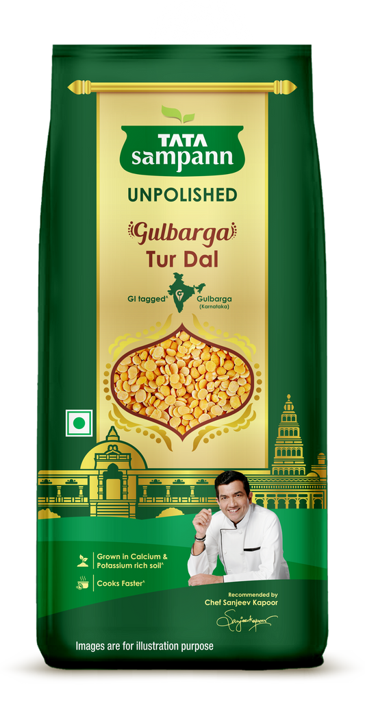 Tata Sampann Unpolished Gulbarga Toor Dal | 1 Kg | Sourced from Gulbarga