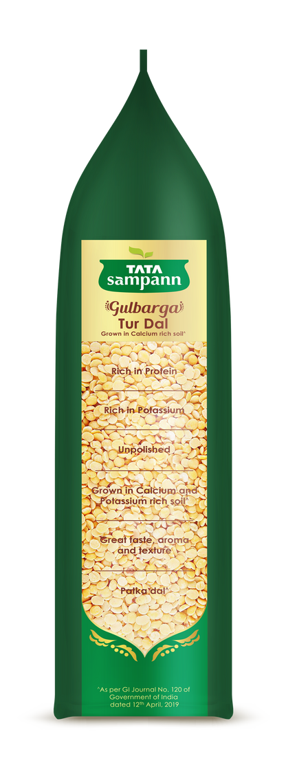 Tata Sampann Unpolished Gulbarga Toor Dal | 1 Kg | Sourced from Gulbarga