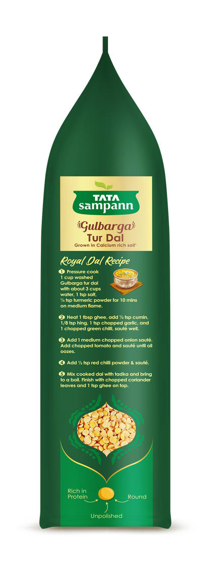 Tata Sampann Unpolished Gulbarga Toor Dal | 1 Kg | Sourced from Gulbarga