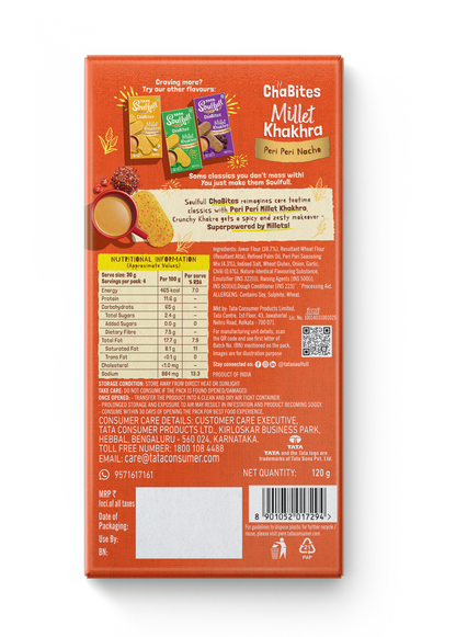 Tata Soulfull Millet Khakra Peri peri Nacho - 120g