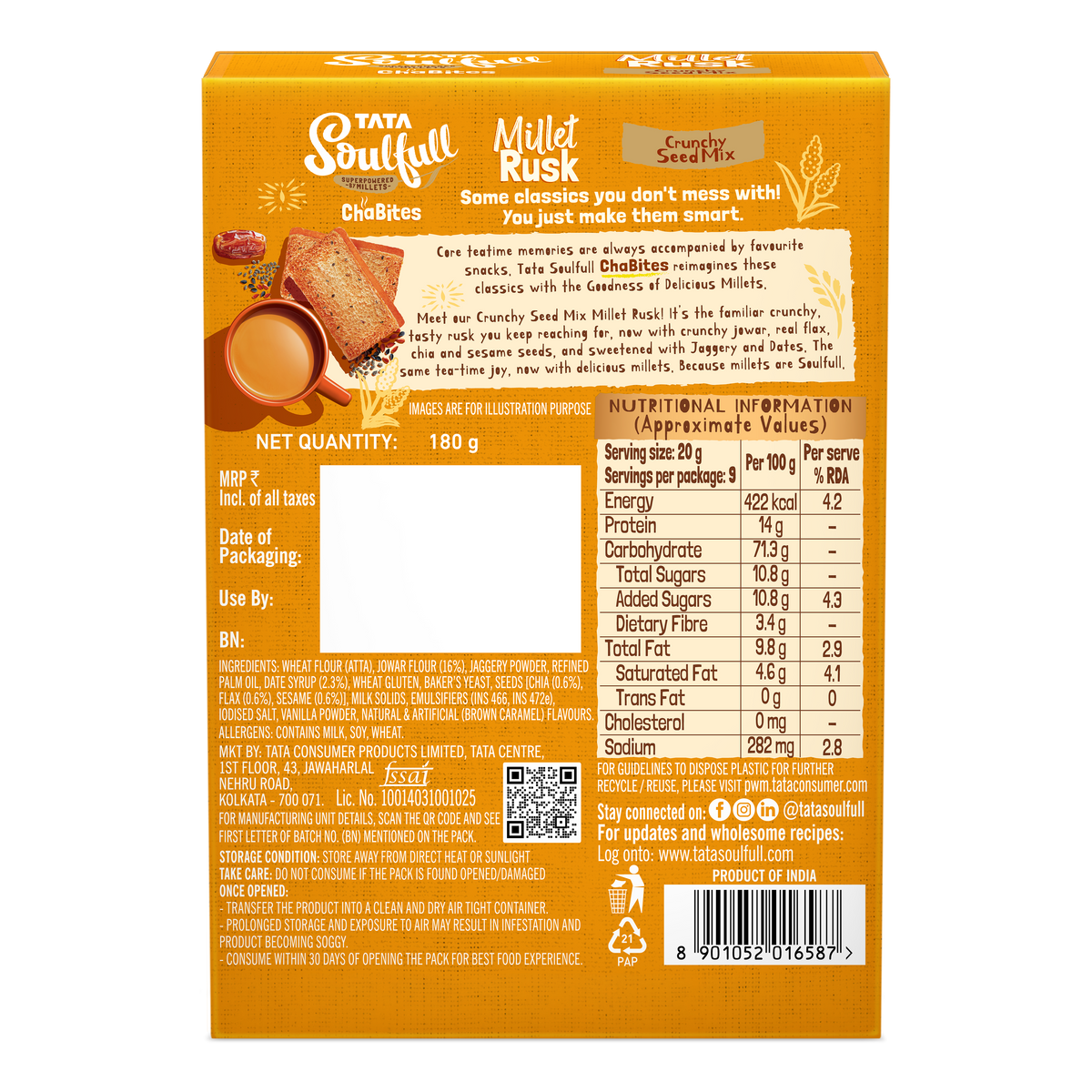 Tata Soulfull Millet Rusk Crunchy Seed Mix