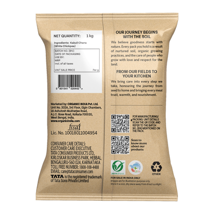 Organic India Kabuli Chana | 500g / 1Kg