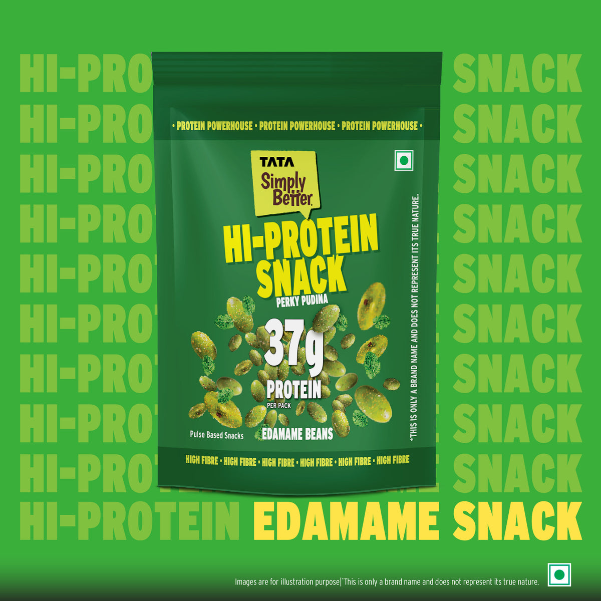 Tata Simply Better Hi-Protein Edamame Snack Perky Pudina Flavored Beans | 100g
