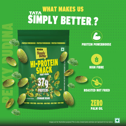 Tata Simply Better Hi-Protein Edamame Snack Perky Pudina Flavored Beans | 100g