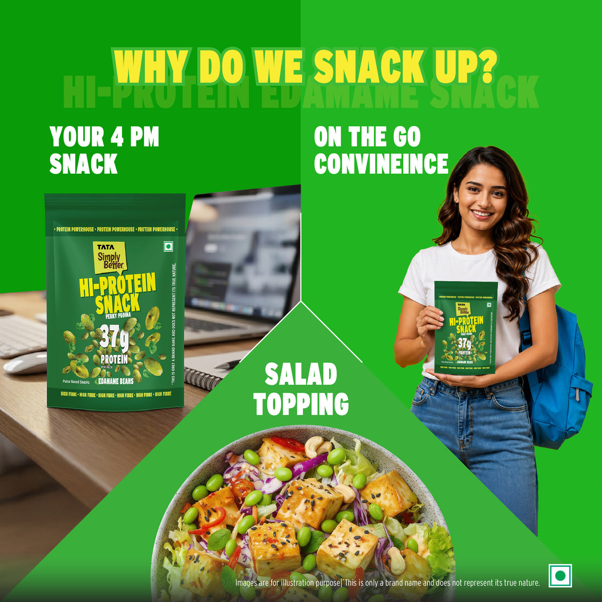 Tata Simply Better Hi-Protein Edamame Snack Perky Pudina Flavored Beans | 100g