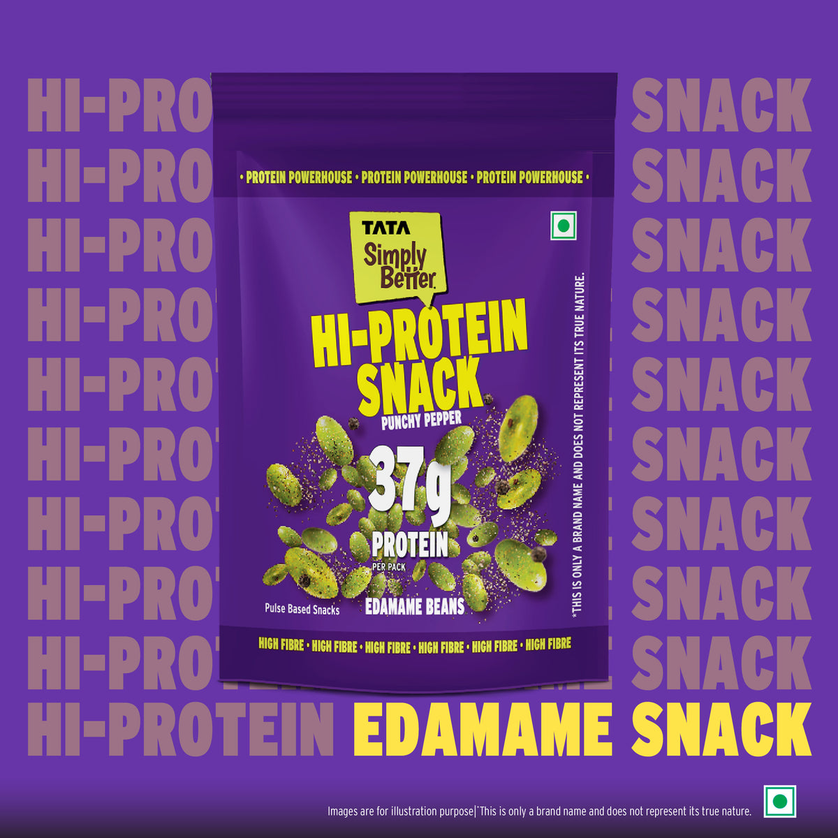 Tata Simply Better Hi-Protein Edamame Snack Punchy Pepper Flavored Beans | 100g