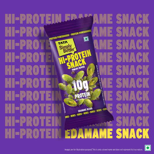 Tata Simply Better Hi-Protein Edamame Snack Punchy Pepper Flavored Beans | 28g