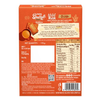 Tata Soulfull Millet Rusk 0% Added Sugar