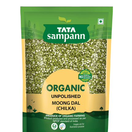 Tata Sampann Organic Moong Chilka, 500 g