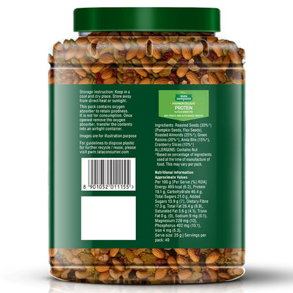 Premium Delight Protein Nuts & Seeds Mix | 1kg Pack | Protein Trail Mix | Mixed Dry Fruits, Roasted Almonds, Pumpkin and Flax Seeds, Green Raisins, Amla Bits, & Cranberries Slices | Reusable Jar