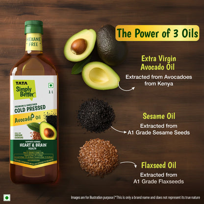 Tata Simply Better Cold Pressed Avocado+ Blended 1L ( Sesame + Avocado + Flax Seed)