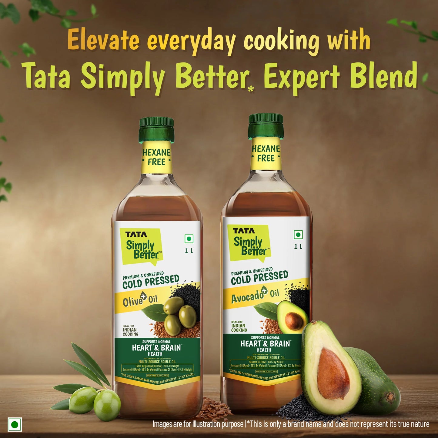 Tata Simply Better Cold Pressed Avocado+ Blended 1L ( Sesame + Avocado + Flax Seed)