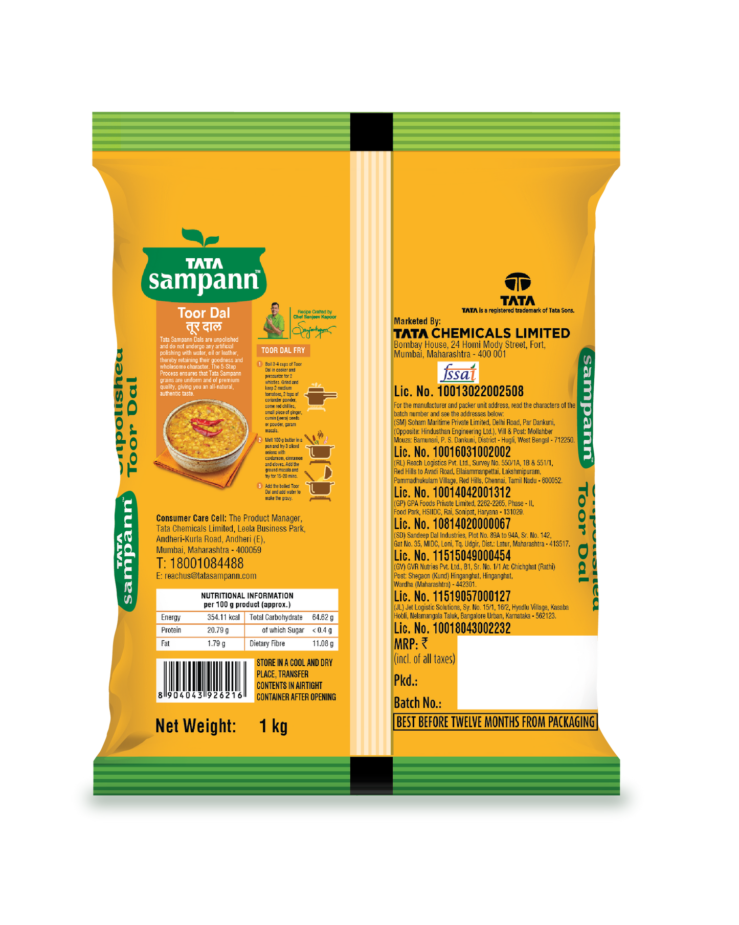 Toor Dal / Arhar Dal Unpolished | Rich in Taste | Chef Recommended | 500g / 1Kg - New Pack