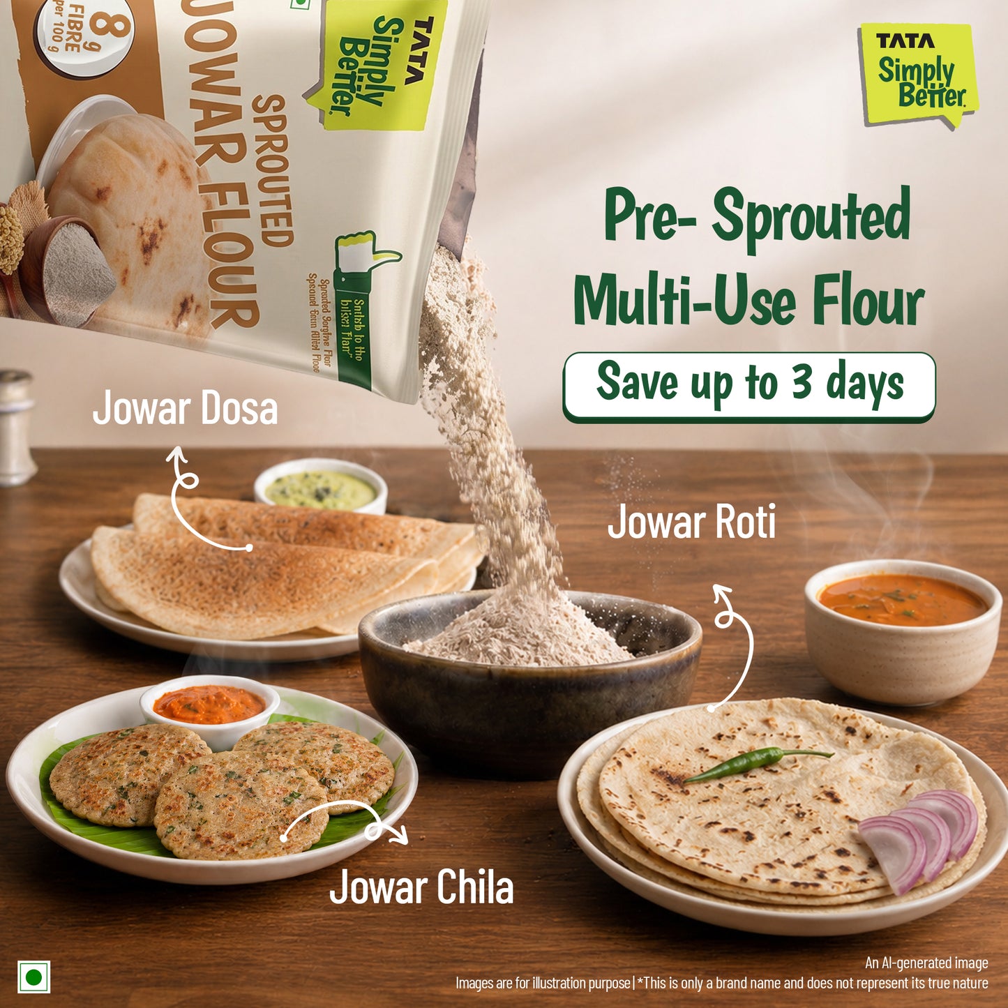 Tata Simply Better Sprouted Jowar Flour | 500g