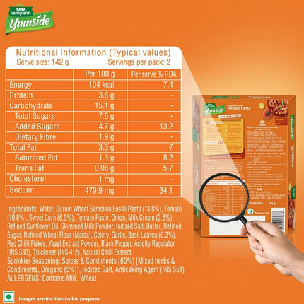Yumside Tomato Pasta | Tangy & Creamy | Ready to Eat Meal | 285g*2