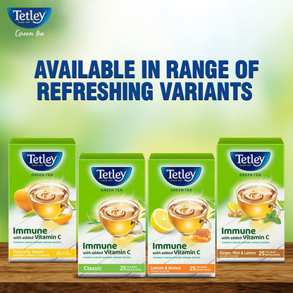 Tetley | Lemon & Honey Flavored Green Tea | 25 Tea Bags