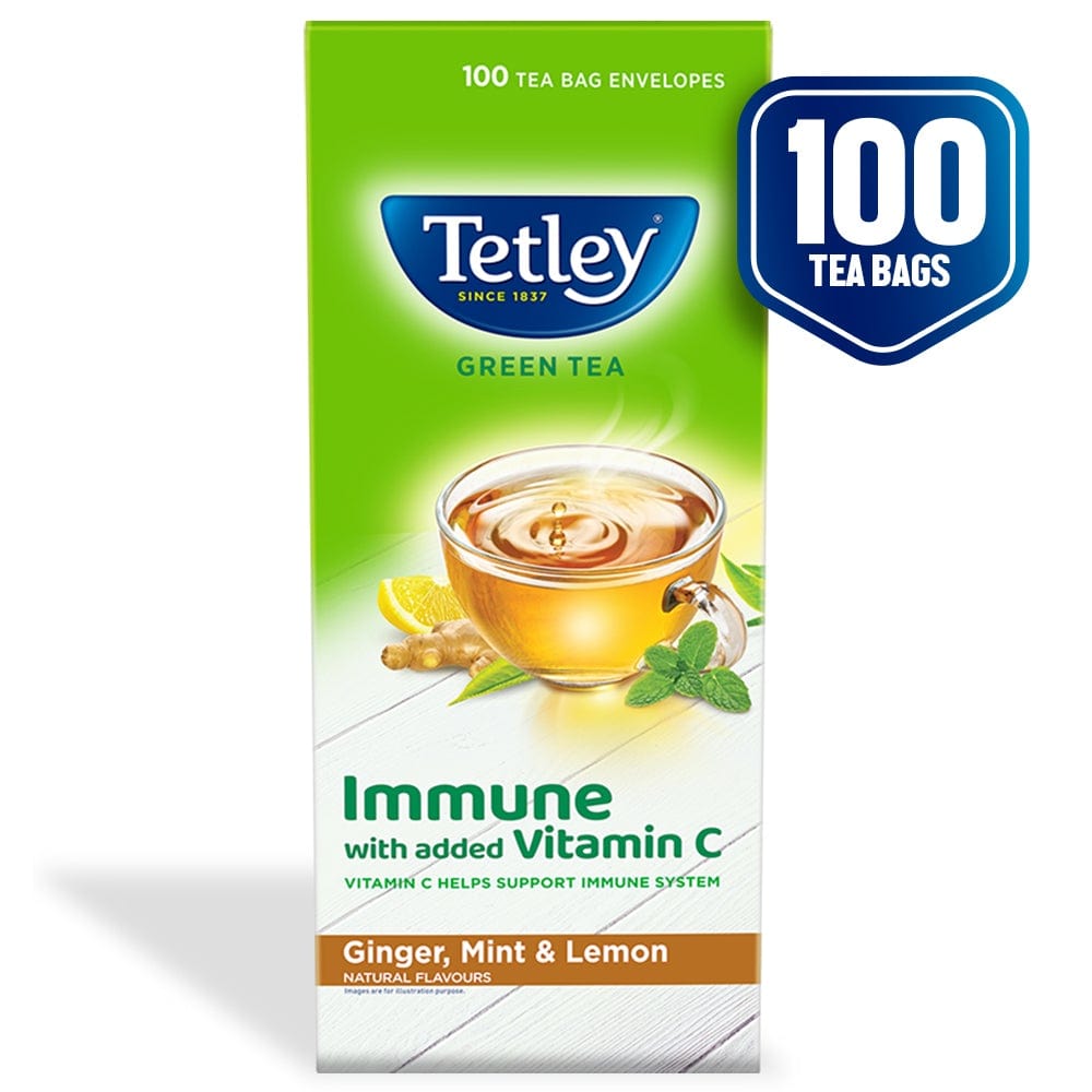 Tetley | Ginger, Mint & Lemon Flavored Green Tea | 100 Tea Bags