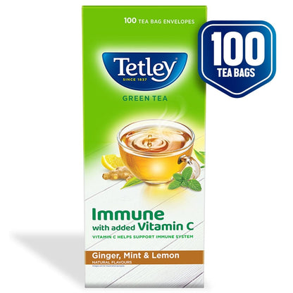 Tetley | Ginger, Mint & Lemon Flavored Green Tea | 100 Tea Bags