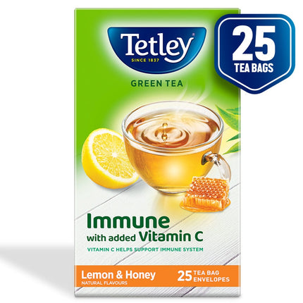 Tetley | Lemon & Honey Flavored Green Tea | 25 Tea Bags