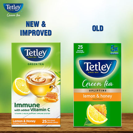 Tetley | Lemon & Honey Flavored Green Tea | 25 Tea Bags