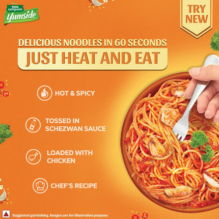 Yumside Schezwan Noodles with Chicken | Hot & Spicy | Ready to Eat Meal | 285g
