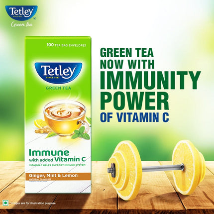 Tetley | Ginger, Mint & Lemon Flavored Green Tea | 100 Tea Bags